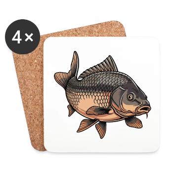 Pêche à la carpe Pêche - Dessous de verre (lot de 4) - blanc - Devant