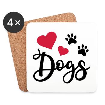 Dog Heart Dog Paw Dog Lover Dog Love - Coasters (set of 4) - white - Front