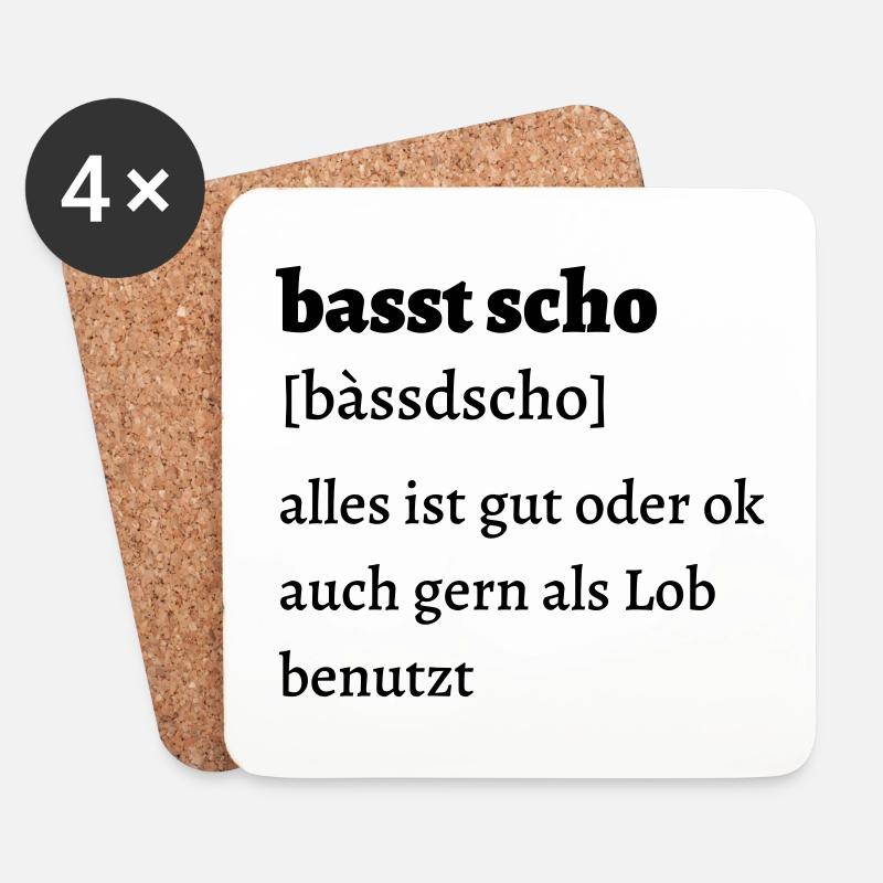 Basst scho - bayrischer Spruch - Untersetzer (4er-Set) - Weiß