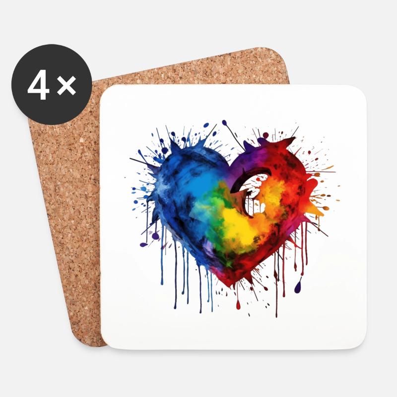 Pride Love Heart - Untersetzer (4er-Set) - Weiß