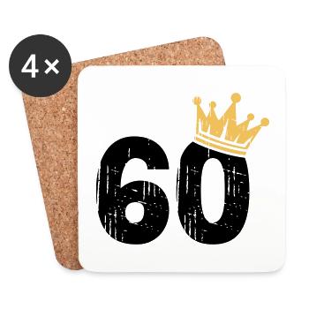 60 Krone 60. Geburtstag 60 Jahre - Untersetzer (4er-Set) - Weiß - Vorne