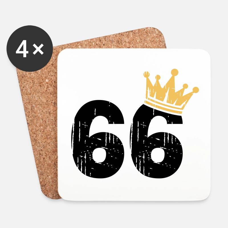 66 Krone 66. Geburtstag 66 Jahre - Untersetzer (4er-Set) - Weiß