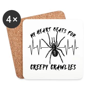 Mein Herz schlägt für Krabbeltiere - große Spinne - Untersetzer (4er-Set) - Weiß - Vorne