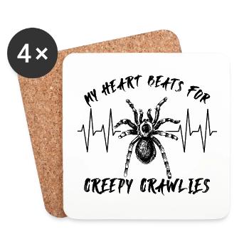 Mein Herz schlägt für Krabbeltiere - große Spinne - Untersetzer (4er-Set) - Weiß - Vorne