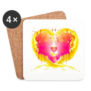 Heart behind flames - Coasters (set of 4) - white - Front