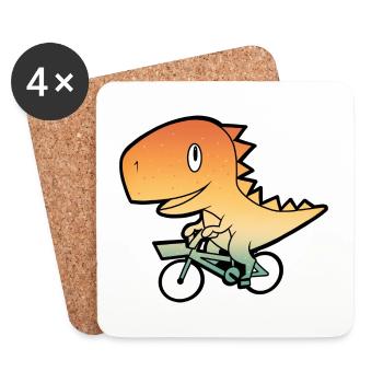 T Rex Vélo Cyclisme - Dessous de verre (lot de 4) - blanc - Devant