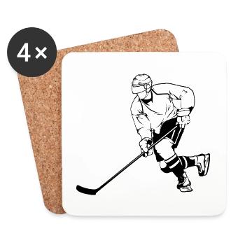 Hockey sur glace - Dessous de verre (lot de 4) - blanc - Devant