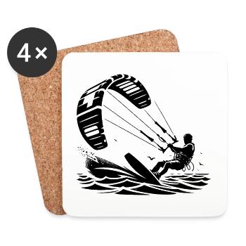 Kitesurfing Kitesurfer Kiteboard - Coasters (set of 4) - white - Front