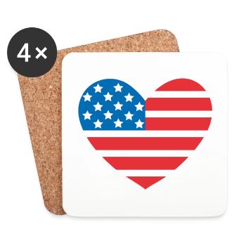 USA Flag Heart - Coasters (set of 4) - white - Front