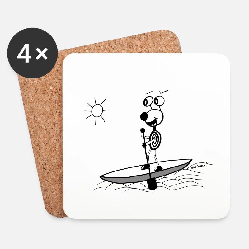 Matrechi der Paddler - Untersetzer (4er-Set) - Weiß