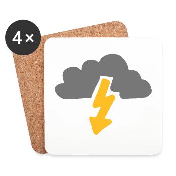 Nuage de foudre jaune - Dessous de verre (lot de 4) - blanc - Devant