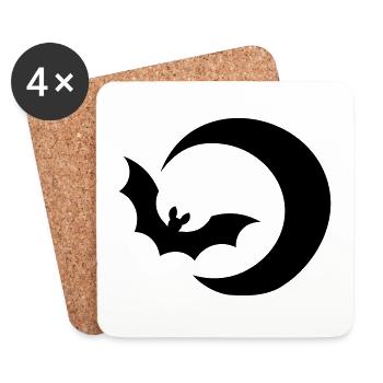 Bat & moon / bat & moon / night sky night - Coasters (set of 4) - white - Front