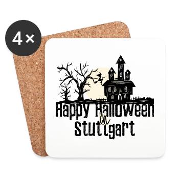 Happy Halloween in Stuttgart Stadtnamen Design - Untersetzer (4er-Set) - Weiß - Vorne