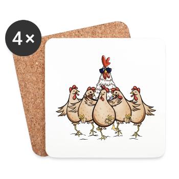 Chickens Rooster Chef Funny Chicken Design - Coasters (set of 4) - white - Front