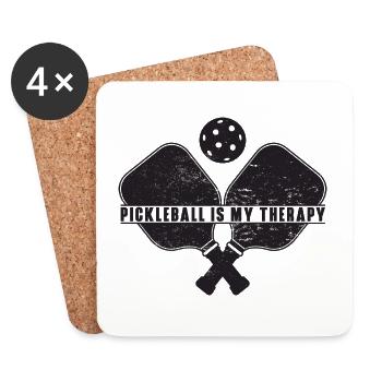 Pickleball Is My Therpy Saying for Pickleballer - Coasters (set of 4) - white - Front