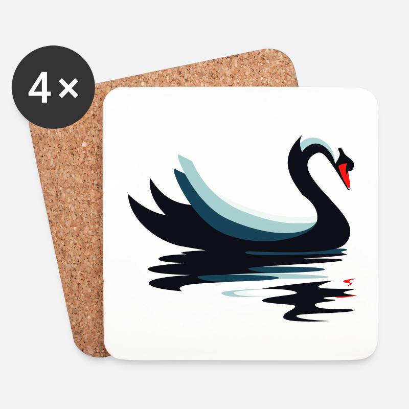 Schwimmender Schwan - Untersetzer (4er-Set) - Weiß