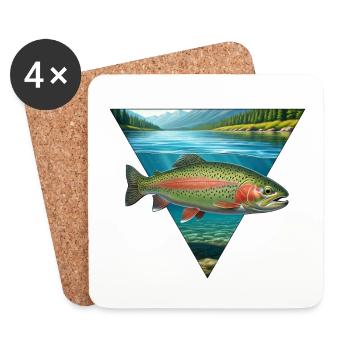 Forelle Angeln Regenbogenforelle Fliegenfischen - Untersetzer (4er-Set) - Weiß - Vorne