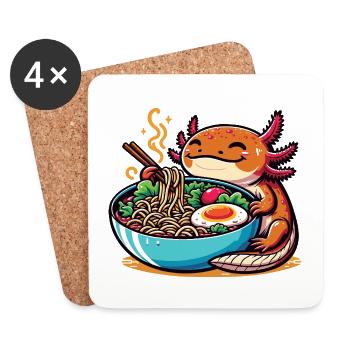 Axolotl mit Nudeln Ramen kawaii Axolotl - Untersetzer (4er-Set) - Weiß - Vorne