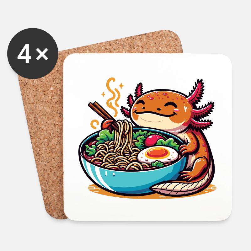 Axolotl mit Nudeln Ramen kawaii Axolotl - Untersetzer (4er-Set) - Weiß