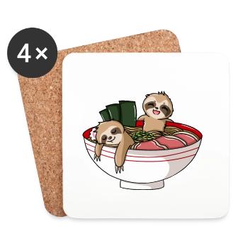 Faultier Nudel Ramen Chinesisch Suppe Nudelsuppe - Untersetzer (4er-Set) - Weiß - Vorne