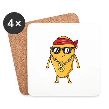 Chicken Nugget Nug Nuggs Fast Food Gangster Life - Untersetzer (4er-Set) - Weiß - Vorne