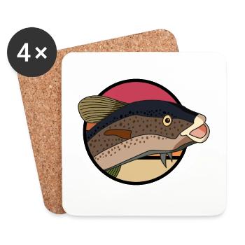 vintage retro Fischkopf Angler Motiv - Untersetzer (4er-Set) - Weiß - Vorne