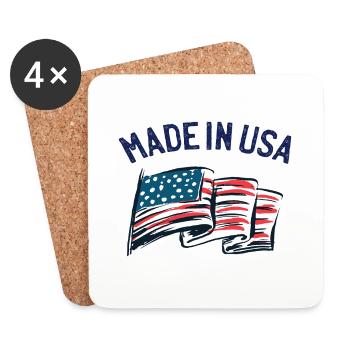 Made in USA United States US Flag - Coasters (set of 4) - white - Front