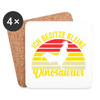 Huhn Dinosaurier Bauer Landwirt Hühnerzucht Hühner - Untersetzer (4er-Set) - Weiß - Vorne