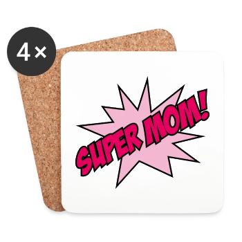 Super Mom! - Coasters (set of 4) - white - Front