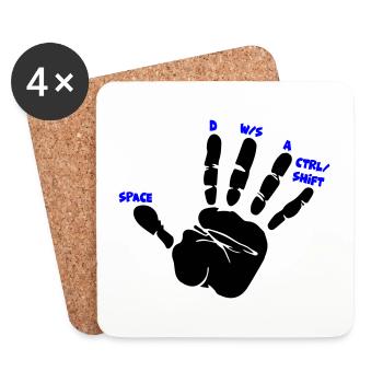 | changeable de couleur WASD Gamer Gaming Hand - Dessous de verre (lot de 4) - blanc - Devant