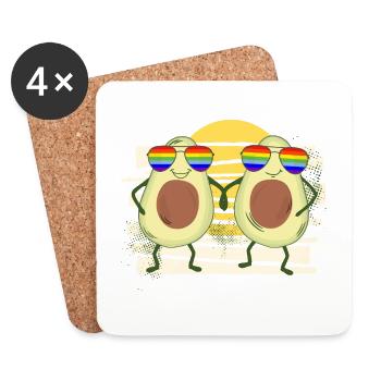 Avocado Gay Pride LGBTQ Regenbogen Sonnenbrille - Untersetzer (4er-Set) - Weiß - Vorne