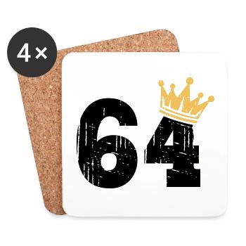 64 Crown 64th Birthday 64 years old - Coasters (set of 4) - white - Front
