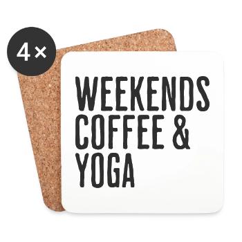 Zen Détente Weekend Café Et Yoga - Dessous de verre (lot de 4) - blanc - Devant
