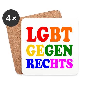 Lgbt gegen rechts - Untersetzer (4er-Set) - Weiß - Vorne