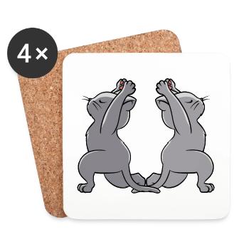 Yoga Katzen Yogi Katze - Untersetzer (4er-Set) - Weiß - Vorne