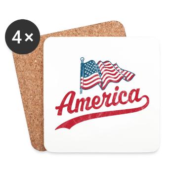 America Flag - Coasters (set of 4) - white - Front