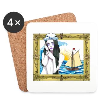 Marin maritime Fille Voile - Dessous de verre (lot de 4) - blanc - Devant