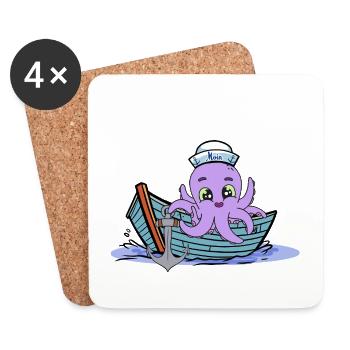 Krake Kraken Kinder Kind Boot Boote maritim - Untersetzer (4er-Set) - Weiß - Vorne