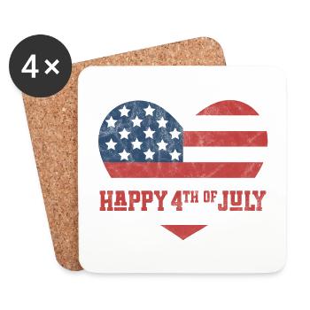 Happy 4th of July - Coasters (set of 4) - white - Front