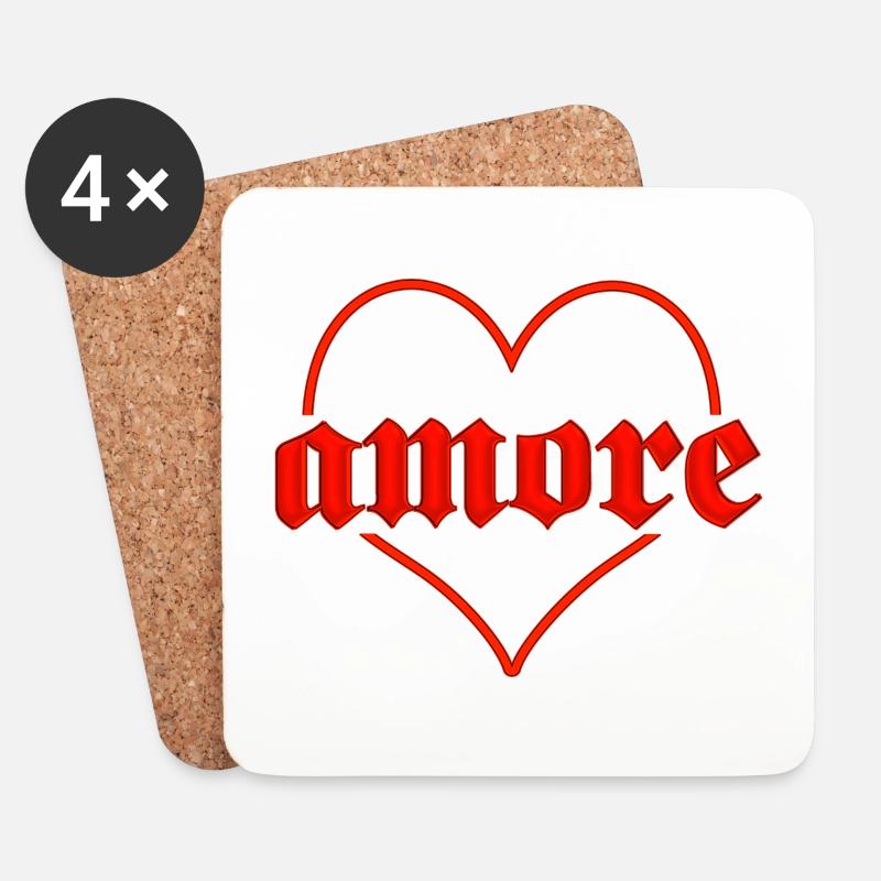 amore mit Herz - Untersetzer (4er-Set) - Weiß