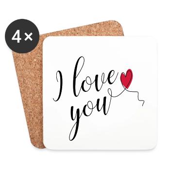 Ich liebe dich - Coasters (set of 4) - white - Front