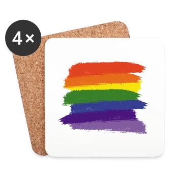 Brosses à peinture arc-en-ciel - Dessous de verre (lot de 4) - blanc - Devant
