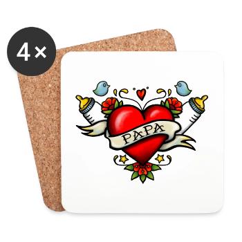 Heart tattoo dad - Coasters (set of 4) - white - Front