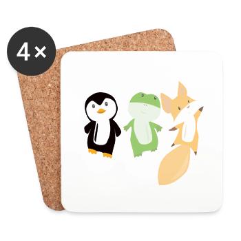 Pingouin renard grenouille drôle animaux enfants - Dessous de verre (lot de 4) - blanc - Devant