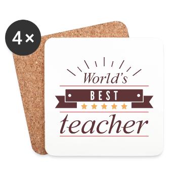 Bester Lehrer der Welt - Untersetzer (4er-Set) - Weiß - Vorne