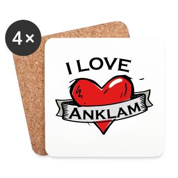 Anklam - Ich liebe Stadtnamen in Tattoo Stil - Untersetzer (4er-Set) - Weiß - Vorne