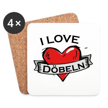 Döbeln - Ich liebe Stadtnamen in Tattoo Stil - Untersetzer (4er-Set) - Weiß - Vorne