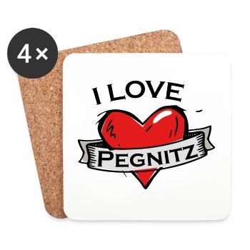 Pegnitz - Ich liebe Stadtnamen in Tattoo Stil - Untersetzer (4er-Set) - Weiß - Vorne