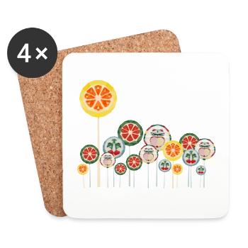 Lolliflower flower meadow - Coasters (set of 4) - white - Front