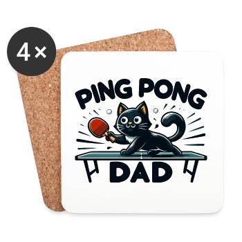 Table Tennis Katze Pingpong Black Cat Dad Outfit - Coasters (set of 4) - white - Front